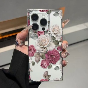 Ph051 Màu Hồng Và Trắng Rose Ice Pha Lê Cube Thích Hợp Cho iPhone 16Promax/15/14 Mềm Keo Cho Iphone13/12 Điện Thoại Di Động Trường Hợp - Product Image 1