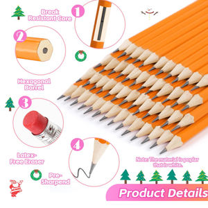 Crayons jaunes en <span class=keywords><strong>papier</strong></span> HB numéro de haute qualité pour fournitures scolaires écriture dessin croquis avec gommes - Product Image 6