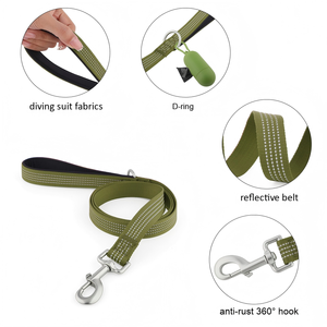 Nuevas correas reflectantes de nailon acolchado para mascotas 2026, ajustables, con logotipo personalizado y gancho de resorte, para caminar a la seguridad del perro en la noche. - Product Image 4