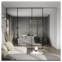 Estética arquitectónica moderna decoración de la casa puerta de cristal sala de dibujo partición pared salón muebles puerta corredera de aluminio