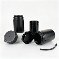 En stock – Bouteille vide en plastique HDPE noir mat de 60 ml (2 oz) à large ouverture pour Xylitol avec bouchon déchirable