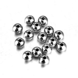Perles d'espacement rondes en acier inoxydable Ason, couleur argent mat/doré, trou 5*6MM - Product Image 3