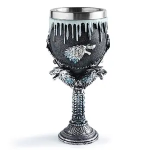 Cổ 3D sói Vua cốc cốc thép không gỉ cốc một bài hát của Băng Lửa kính Thời Trung Cổ tuyết tan cốc nhựa rượu cốc