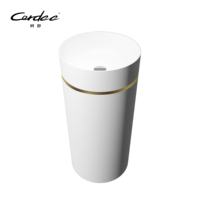 Lavabo autoportant en pierre artificielle de luxe moderne, forme ronde, surface solide, lavabo sur pied, drain inclus
