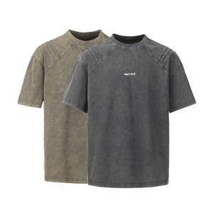 Camiseta Retro Marrón Moca <span class=keywords><strong>de</strong></span> Manga Larga, 100% Algodón Transpirable para Hombre, Diseño Holgado Lavado a la Piedra, Verano, OEM - Product Image 1