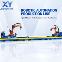 Station de soudage robotisée double sans programmation avec rail de guidage à longue portée, cellule de soudage automatique pour la fabrication de grandes pièces