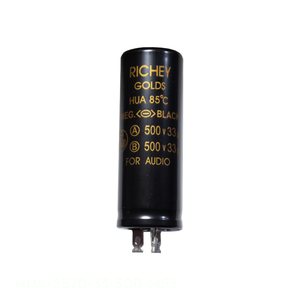 Authorized Distributor 33uF+33uF 500V HUA Lugged Ecap HUA-2570-33-500-MS3 <b>Clamp</b> Mount Capacitor - Product Image 1