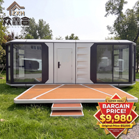 Maison capsule de 28 m² avec verre panoramique à faible émissivité, maison capsule préfabriquée pour l'hébergement en hôtel-resort