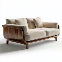 Juego de Sofás Chesterfield de Tela Estilo Chino para Sala de Estar con Silla de Madera para Comedor