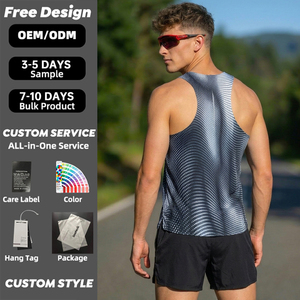 Quick Dry Fitness Sleeveless Knitted Seamless T Shirt Custom Tag Compression Shirt Men's tank Tops Bodybuilding Sport Gym Shirt - Product Image 1