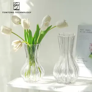 Фабричная Современная уникальная декоративная ваза для цветов разных типов серого стекла для гостиной, домашнего декора, гидропонное зеленое растение