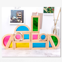 Jeu d'empilage en bois arc-en-ciel, modèle de construction éducatif, jouet de construction de bâtiments modernes, échelle 1:55, pour enfants de 5 à 7 ans, améliore l'intelligence