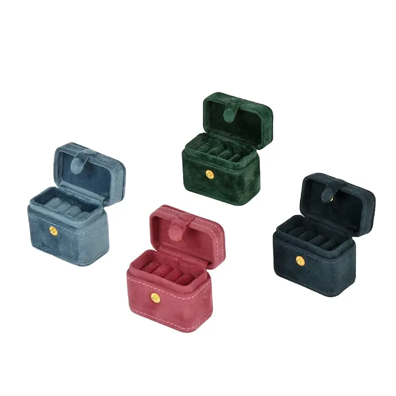 factory wholesaling secret button mini jewelry box fashion PU ring box storage box manufacturer