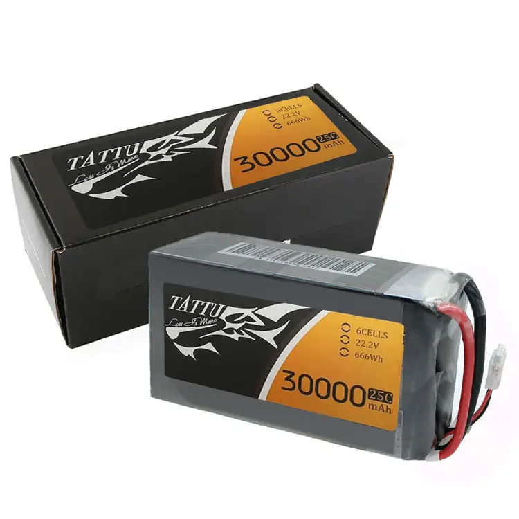 Foxtech TATTU 22.2V 6S 30000mAh 25C Lipo Big UAV Drone Battery Pack for Aircraft