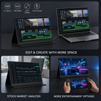 Écran portable 15,6 pouces à double affichage USB-C, étui magnétique pliable à écran tactile réactif, fabriqué par ODM Factory, pour ordinateur portable