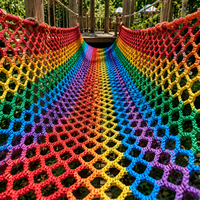 Filet d'escalade double couche sans nœuds, en PET tressé souple, couleurs arc-en-ciel, robuste, pour enfants, intérieur et extérieur