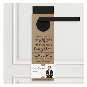 Colgadores de puerta personalizados de cartón con diseño de aguacate para inmobiliarias, volantes, etiquetas, marketing inmobiliario - Product Image 6