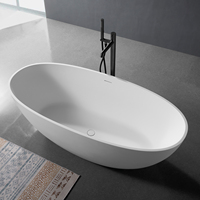 Baignoire de massage de luxe en pierre artificielle mate avec drain, pour salle de bain, chambre, hôtel, moderne, encastrable, écologique