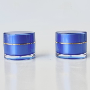 High Quality 10g15g 20g30g Blue Night Cream Jar Acrylic PS Cosmetics Straight Round Shape Double Wall <strong>Sample</strong> <strong>Container</strong> - Product Image 6
