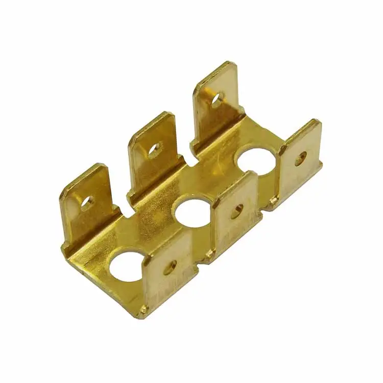 OEM China CNC Bending Services Stainless Steel Tollers Bracket Gold Plated Brass Stamping Parts Copper Sheet Metal Intake