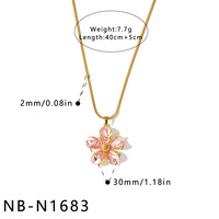 Collier à maillons tendance avec pendentifs breloques fleur en acier inoxydable chic, plaqué or 18 carats, accessoires personnels, vente en gros TGXL14121