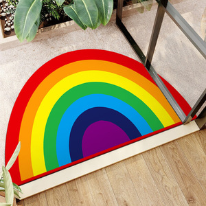 Alfombra Moderna Abstracta Geométrica Semicircular para Entrada, Uso Interior, Resistente a las Manchas, Antideslizante, de Fibra de Poliéster - Product Image 3