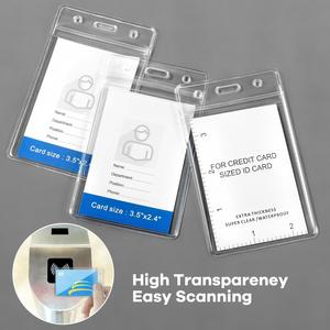 Estuche vertical transparente de PVC engrosado e impermeable para credenciales y tarjetas de identificación con funda para placa de pecho sellable - Product Image 4