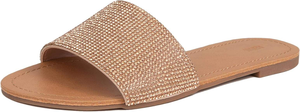 Sandales en cuir pour femmes, à enfiler, avec strass, sandales de créateur, cuir de haute qualité, durables, pour femmes - Product Image 4