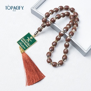 Collar de joyería de moda tasbih islámico 33 cuentas de oración Medallas de Rosario de piedras preciosas tasbeeh musulmán Arabia Misbaha para Unisex - Product Image 4