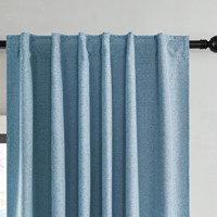 Ciel bleu 100% rideau occultant lin texturé solide thermique toile de jute onglet arrière rideaux de fenêtre pour salon bureau café pépinière