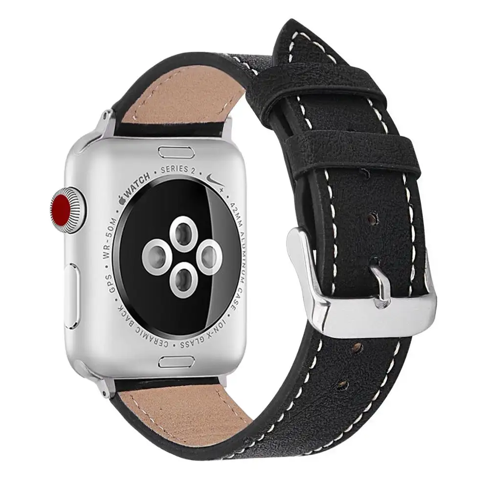 สายนาฬิกาหนัง22มม. 38มม. 40มม. 42มม. 44มม. ซีรี่ส์4 5 6สายรัดข้อมือหนัง PU สำหรับ Apple Watch