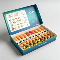 Boîte à sushi en papier biodégradable et robuste, personnalisée, avec insert pour coupelle à sauce, pour la restauration, les traiteurs et les emballages à emporter