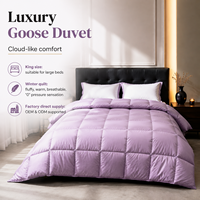 Couette matelassée de luxe en duvet d'oie certifiée RDS, 1500g de garnissage, taille King, chaude, sans pression, hypoallergénique, en coton