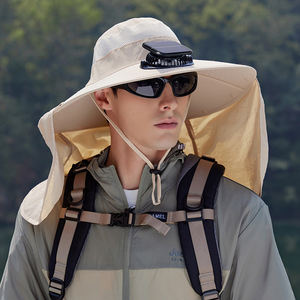 หมวกพัดลมพลังงานแสงอาทิตย์สำหรับผู้ชายหมวกตกปลาปีกกว้างป้องกันรังสียูวีสำหรับกิจกรรมกลางแจ้งในฤดูร้อน - Product Image 3