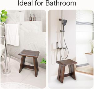 Taburete de Ducha de Madera de Teca, Banco de Baño Ergonómico con Asiento Curvo, Diseño Compacto y Estable, Capacidad de 350 Libras, Ideal para Ducha y Spa - Product Image 5