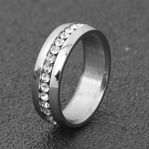 Anillo de Acero Inoxidable para Mujer, 6MM, con Zirconia Incrustada en una Sola Hilera, Joyería para Regalo - Product Image 3