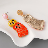 Nouvelles boucles d'oreilles pendantes Spectre en perles de rocaille, boucles d'oreilles clous Citrouille Fantôme en perles de riz pour fille