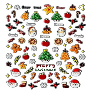 3D <b>Christmas</b> <b>Nail</b> <b>Stickers</b> Waterproof Embossed Santa Snowman Gingerbread Man Self Adhesive for Party Wholesale - Product Image 1