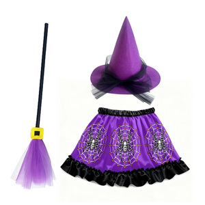 Pafu - Conjunto de <span class=keywords><strong>Disfraz</strong></span> de Bruja de Halloween para Niñas, 3 Piezas, con Sombrero, Escoba y Falda, <span class=keywords><strong>Disfraz</strong></span> de Cosplay para Fiestas - Product Image 4