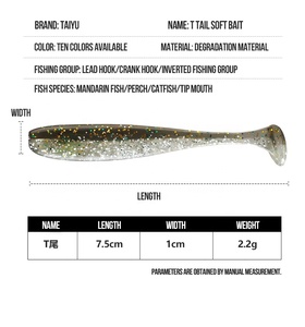 DN 55毫米70毫米90毫米10支/袋桨尾软塑料诱饵10色软饵鱼饵聚氯乙烯软塑料鱼饵 - Product Image 2