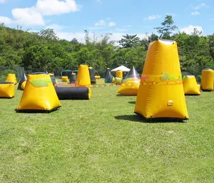 Juego de Tiro con Arco láser, pista de obstáculos, paintball amarillo inflable, bunkers, precio de fábrica, venta al por mayor