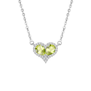 Conjunto de joyería transfronteriza de plata pura S925 con cristal natural en forma de corazón, piedra de olivo, cadena para clavícula y anillo de oreja, estilo temperamental. - Product Image 5
