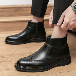 Botas para Hombre, Botas de Invierno para Hombre, de Cuero Genuino, con Forro de Lana Térmica, Botas de Algodón con Suela Gruesa, Botas de Piel de Vacuno de Primera Capa - Product Image 4
