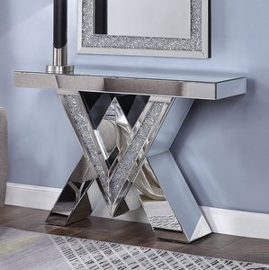 Wholesale New Arrivals Modern Style <strong>Crush</strong> <strong>Diamond</strong> Double v Mirror Console Table <strong>Furniture</strong> for Living Room Decoration - Product Image 1