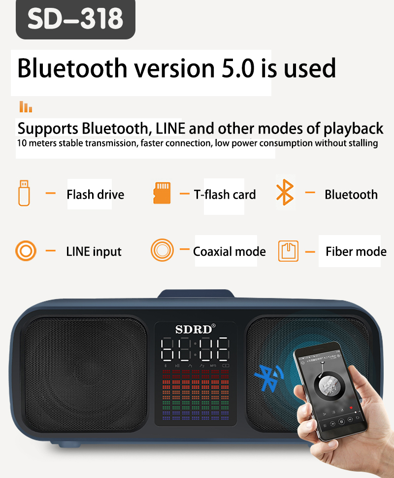 SDRD Sd318 Portable 20watts Family Ktv Karaoke Speaker Bt Wireless