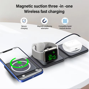 Cargador Inalámbrico Qi2 25w 3 en 1, Estación de <span class=keywords><strong>Carga</strong></span> Magnética Plegable, <span class=keywords><strong>Carga</strong></span> Rápida de Viaje para Teléfono, para iPhone, <span class=keywords><strong>Samsung</strong></span> - Product Image 3