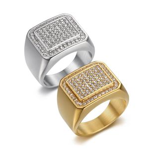 Bague carrée pour homme en micro-pavé de diamants, or et argent, bijoux géométriques tendance, cadeau - Product Image 1