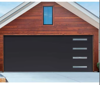 Puerta de Garaje Seccional BOCHARM Moderna de Aluminio, Madera y Acero Galvanizado, con Ventanas de Vidrio Negro Aisladas, Eléctrica y con Aislamiento Acústico