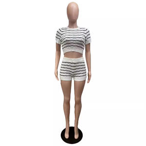 BR5492 Nueva moda Casual Mujer Suéter de verano Conjunto Patrón sólido Skinny Fit - Product Image 5