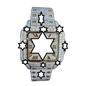 Nouvelle Montre Unisexe de Luxe Faite à la Main en Acier Inoxydable, Boîtier Carré Mécanique, Fermoir à Bouton-Poussoir, Diamant Moissanite, Iced Bust - Product Image 1